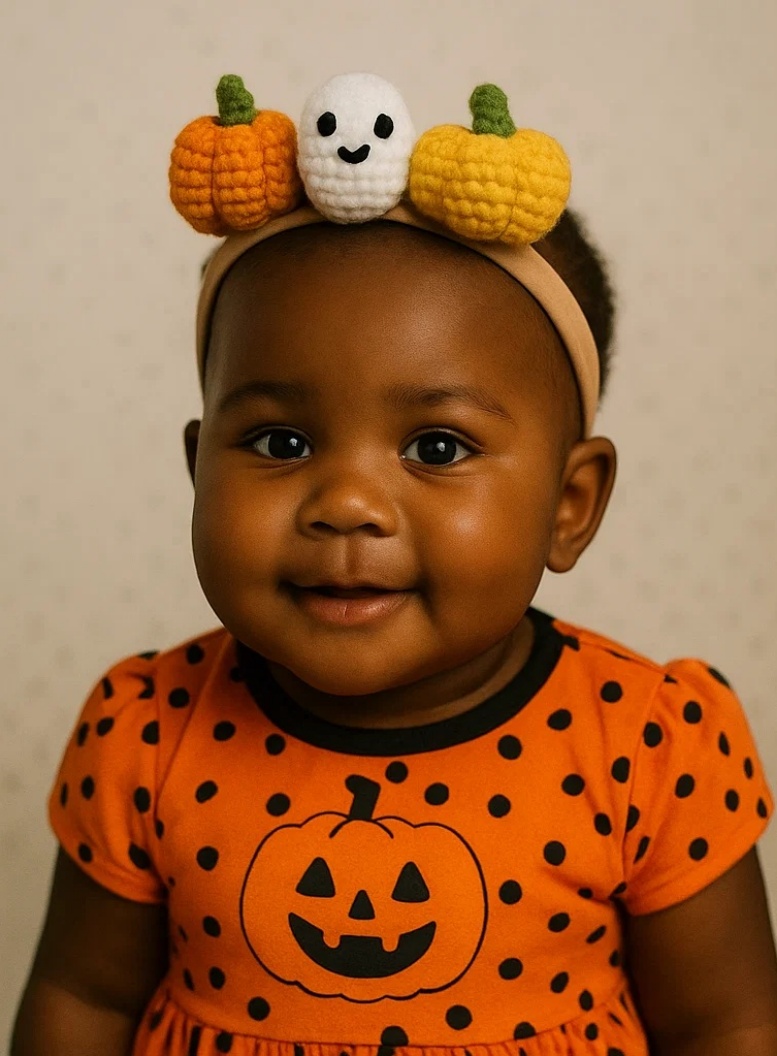 Süßes Halloween Baby Haarband mit Kürbis, Geist und Stern - Perfekt für die gruselige Saison