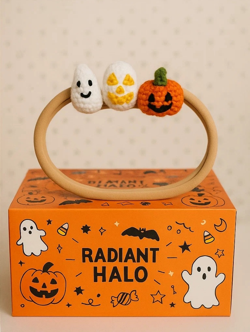 Süßes Halloween Baby Haarband mit Kürbis, Geist und Stern - Perfekt für die gruselige Saison