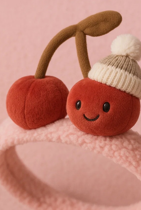 Adorable Plush Single Cherry Baby Headband – Soft, Gentle & Stylish for Newborns