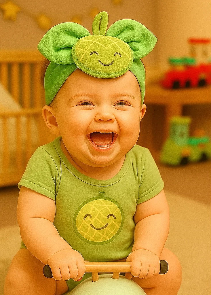 Honeydew Melon Baby Headband – Plush Fruit Slice Design for Newborns
