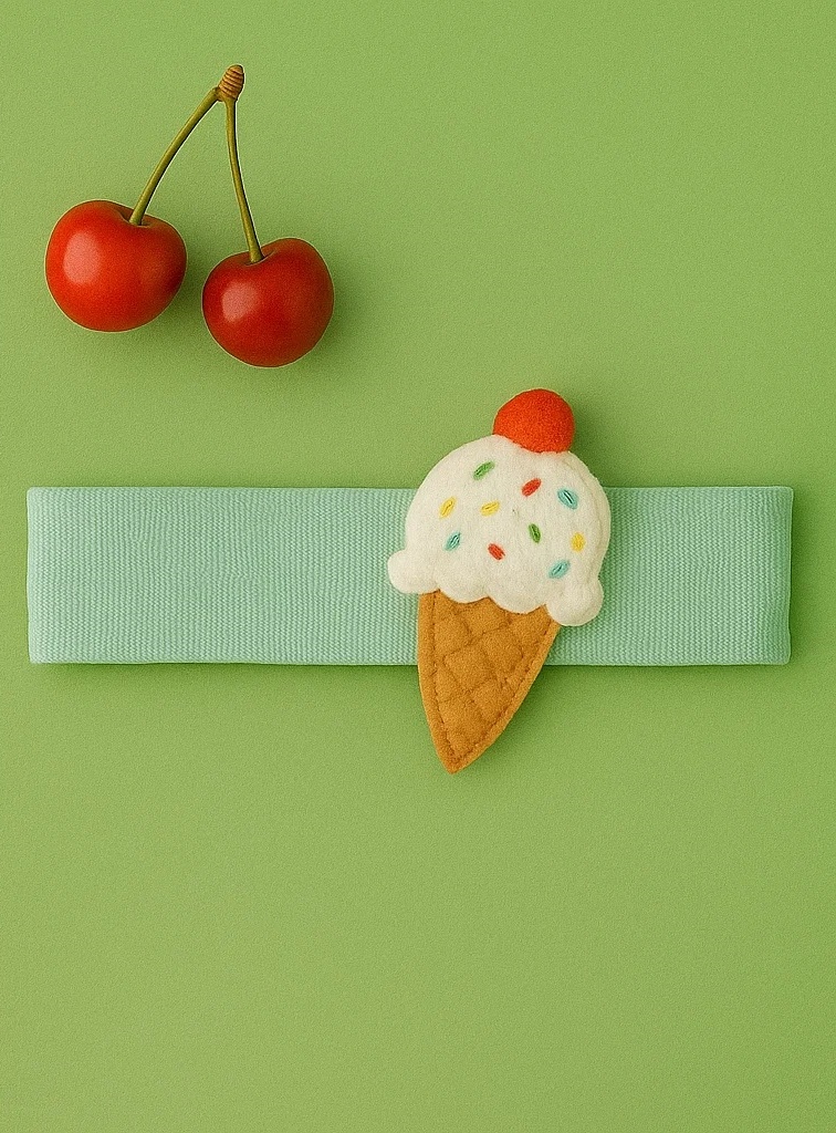 Whimsical Blue Pom Ice Cream Baby Headband