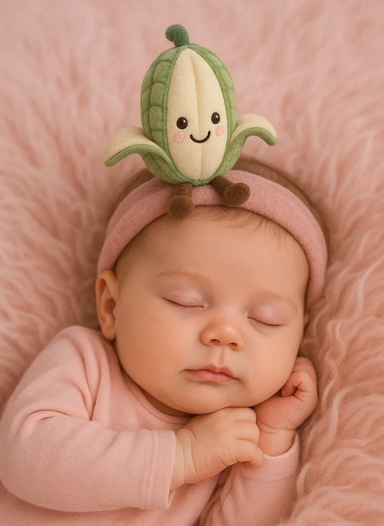 Adorable Diadema para Bebé con Gorro de Pompon para Confort