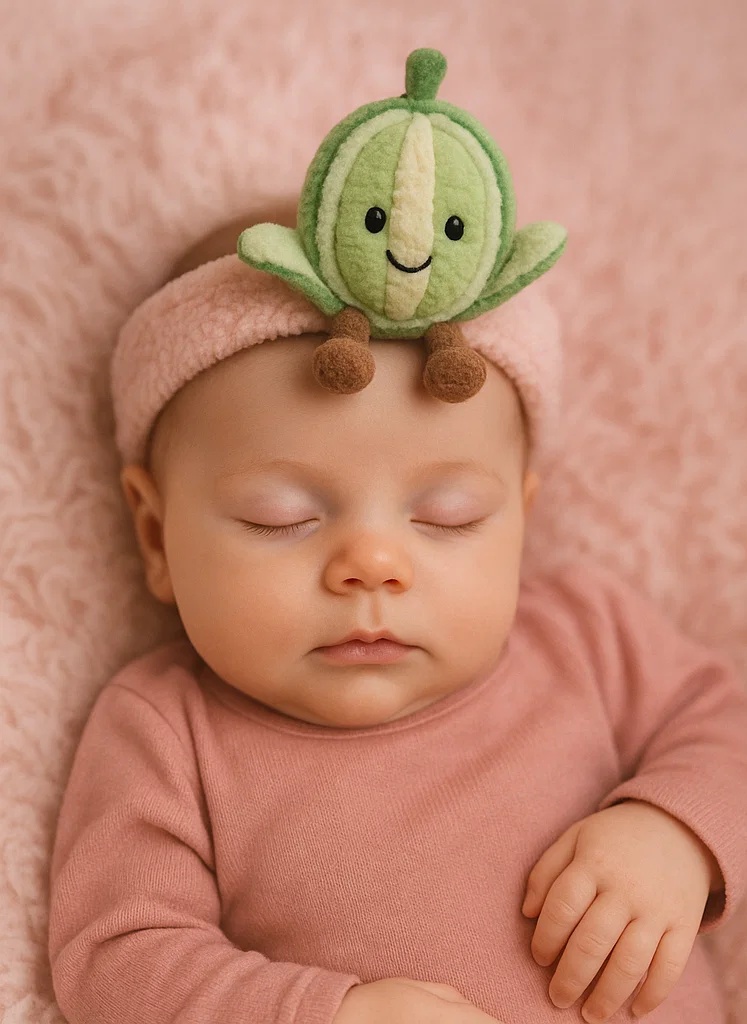 Charmante Bandeau pour Bébé avec Bonnet à Pompon pour l'Hiver