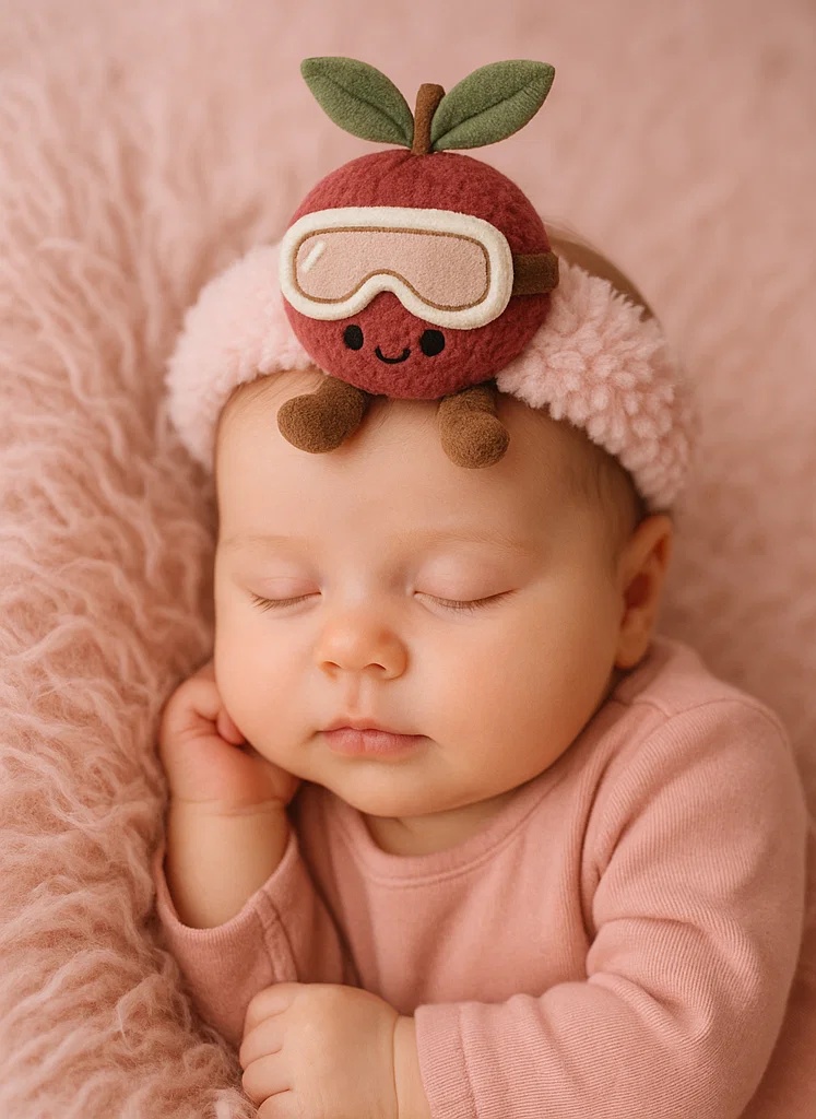 Adorável Tiara de Bebê com Óculos de Esqui e Pom Pom