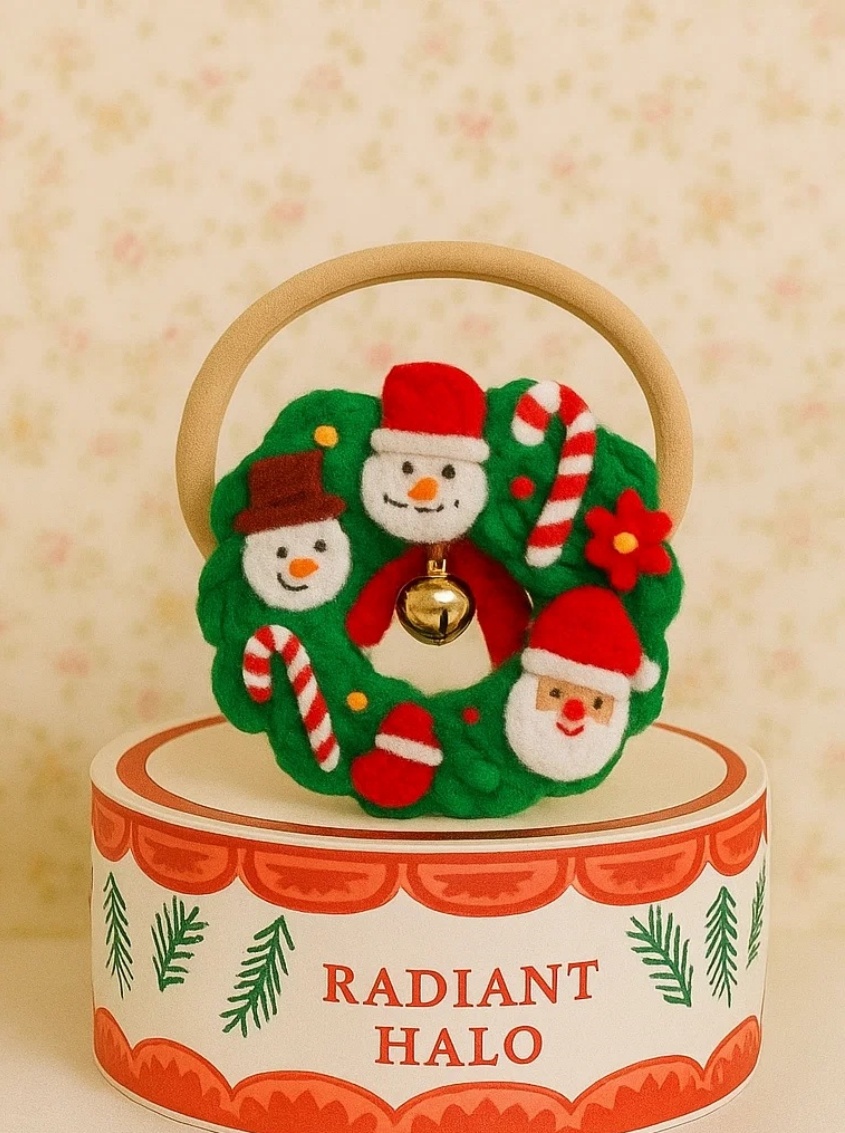 Bandeau de Noël pour Bébé – Guirlande Verte avec Cloches et Décorations Festives
