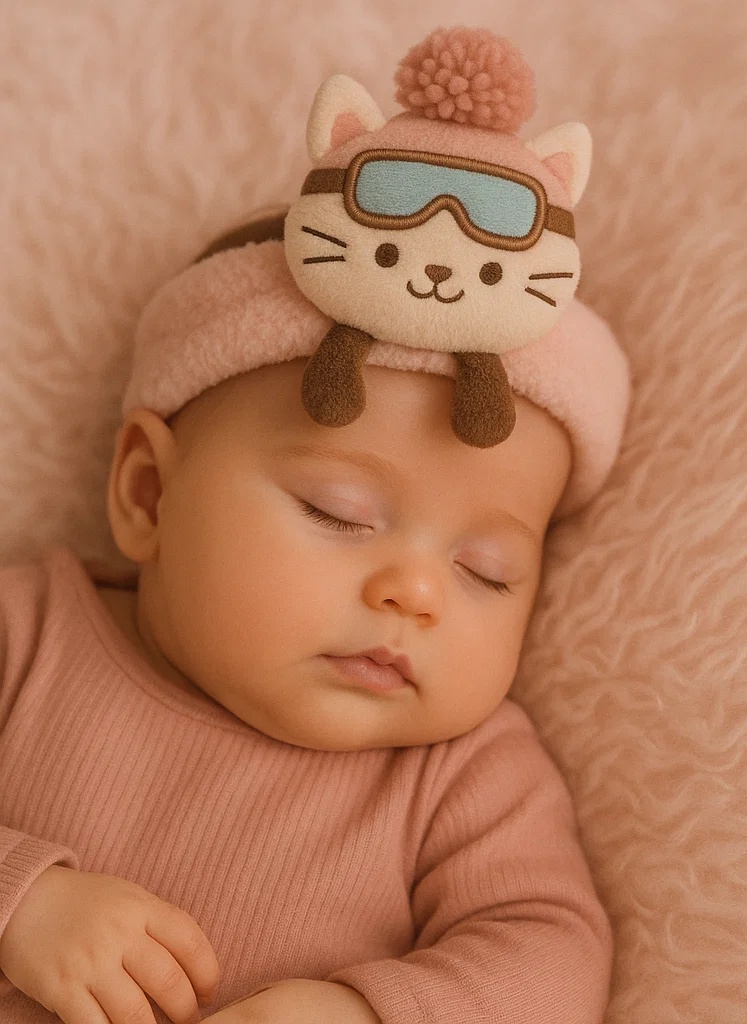 Cute Kitty Plush Baby Headband – Fleece Infant Hairband with Cat Design