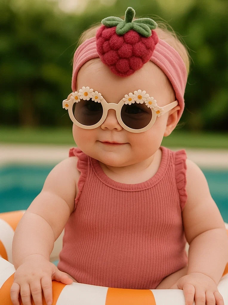 Pink Raspberry Baby Headband – Sweet and Soft Berry Style for Little Girls
