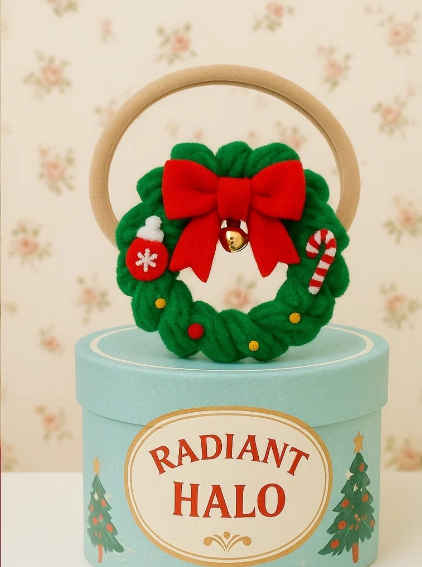 Tiara de Natal com Guizo, Meia e Bengala de Açúcar para Bebês