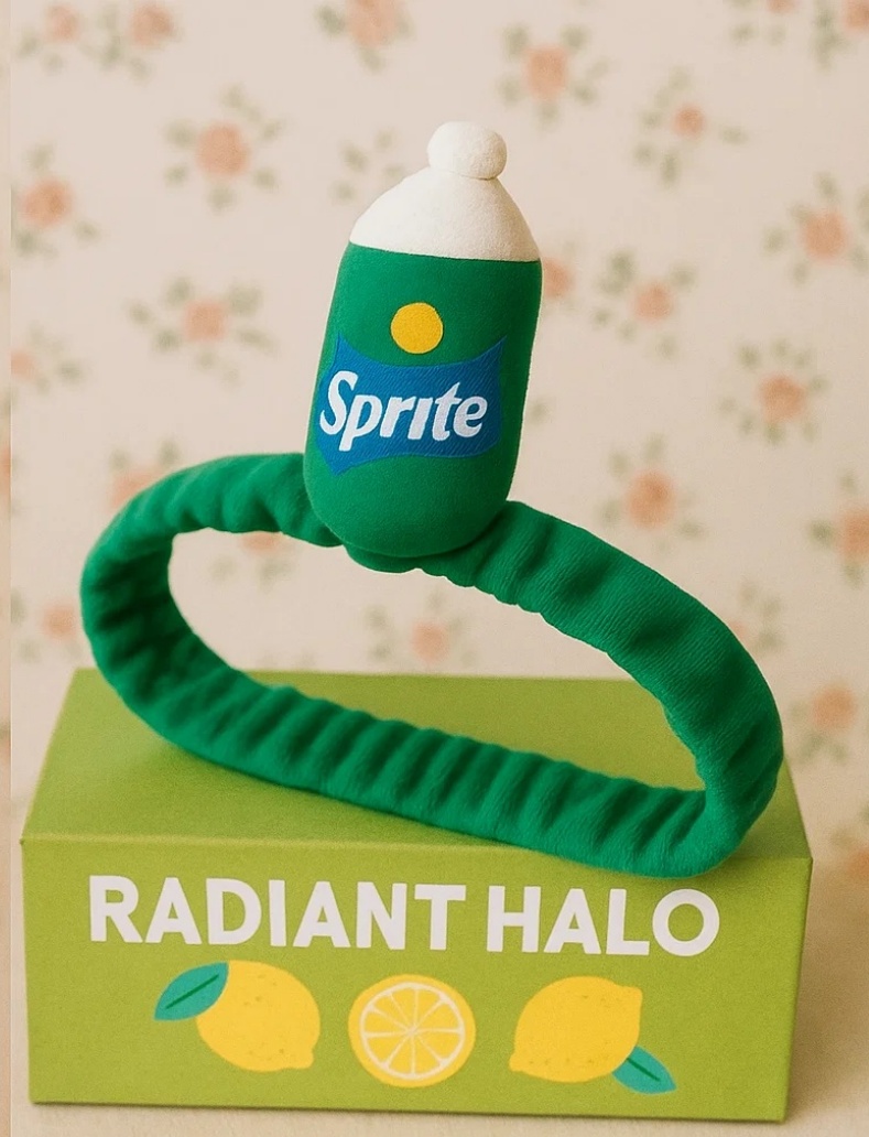 Sprite Bottle Plush Baby Headband – Green Soft Toy Look