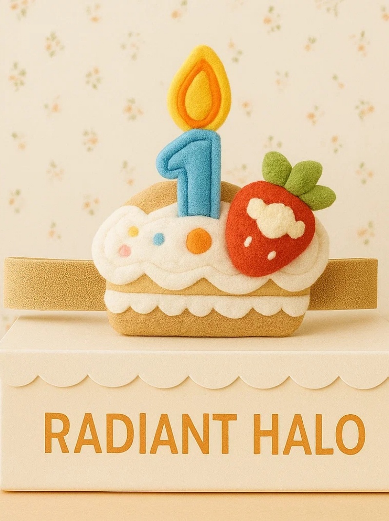 Strawberry Candle Baby Birthday Headband – Sweet Celebration Felt Design
