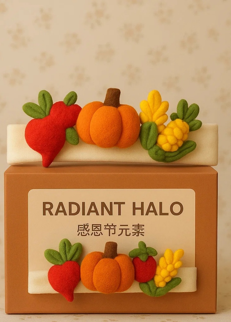 Autumn Harvest Baby Headband – Felt Pumpkin & Corn Crown