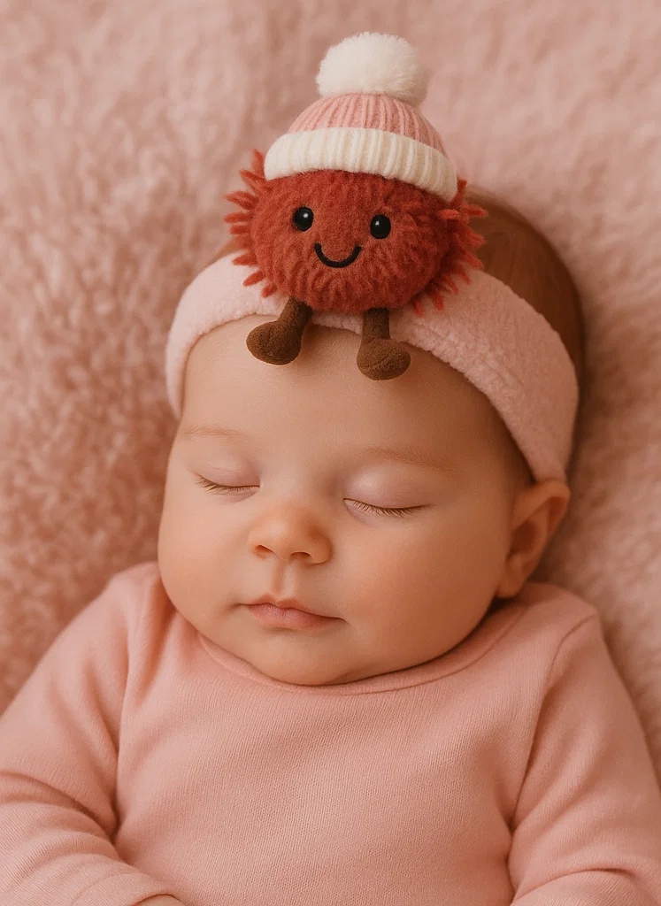Cute Baby Plush Toy Headband with Pom-Pom - Soft and Comfy for Little Ones
