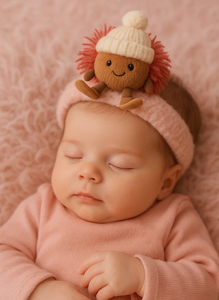 Adorable Baby Headband with Plush Toy - Cozy and Stylish for Baby Girls