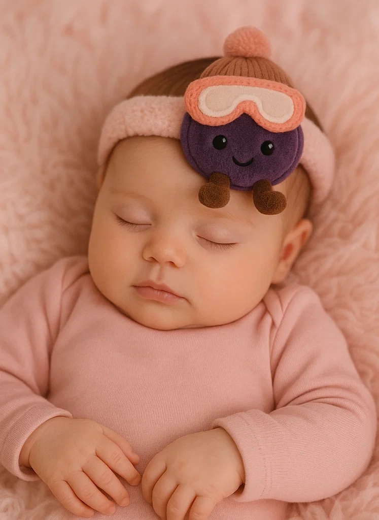 冬の帽子をかぶったかわいいベビープラッシュヘッドバンド