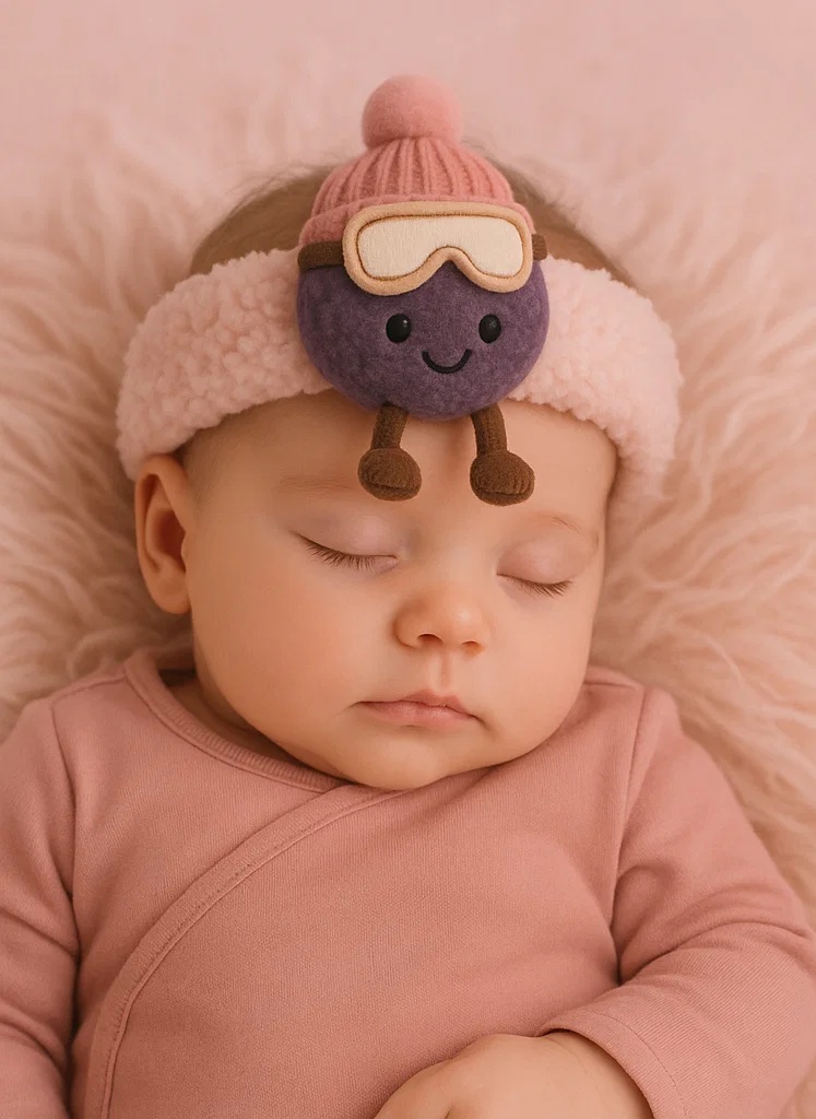 Niedliches Baby-Plüsch-Stirnband mit Wintermütze und Skibrille