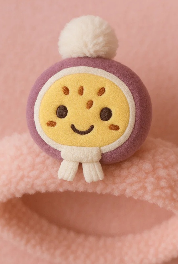 Bandeau d'hiver pour bébé avec peluche fruitée et bonnet à pompon
