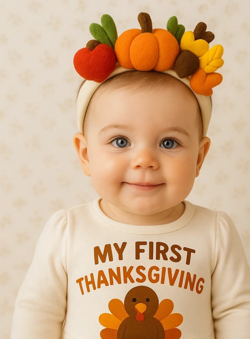 My First Thanksgiving Baby Headband – Plush Autumn Charm