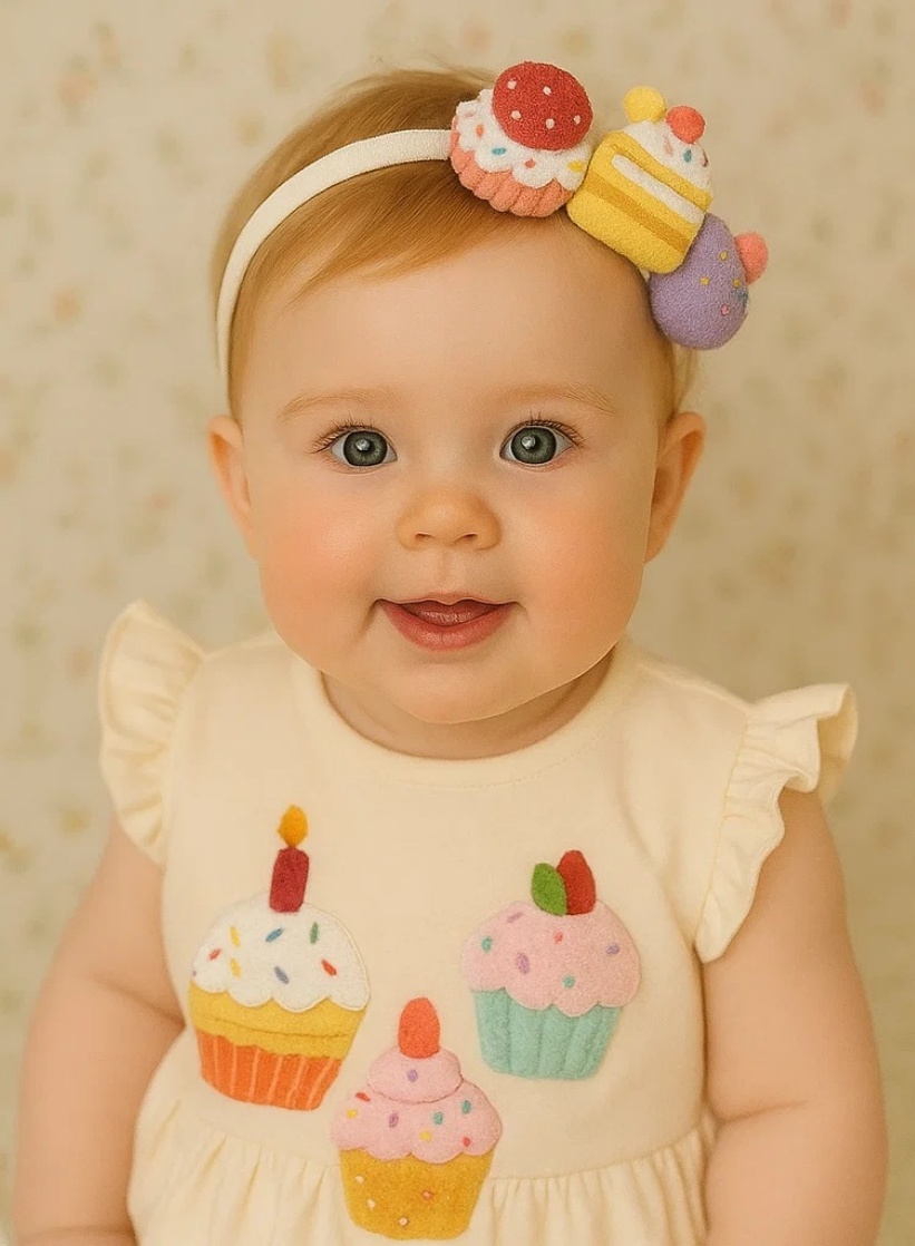 Pastel Bakery Baby Headband – Colorful Cake Collection Design