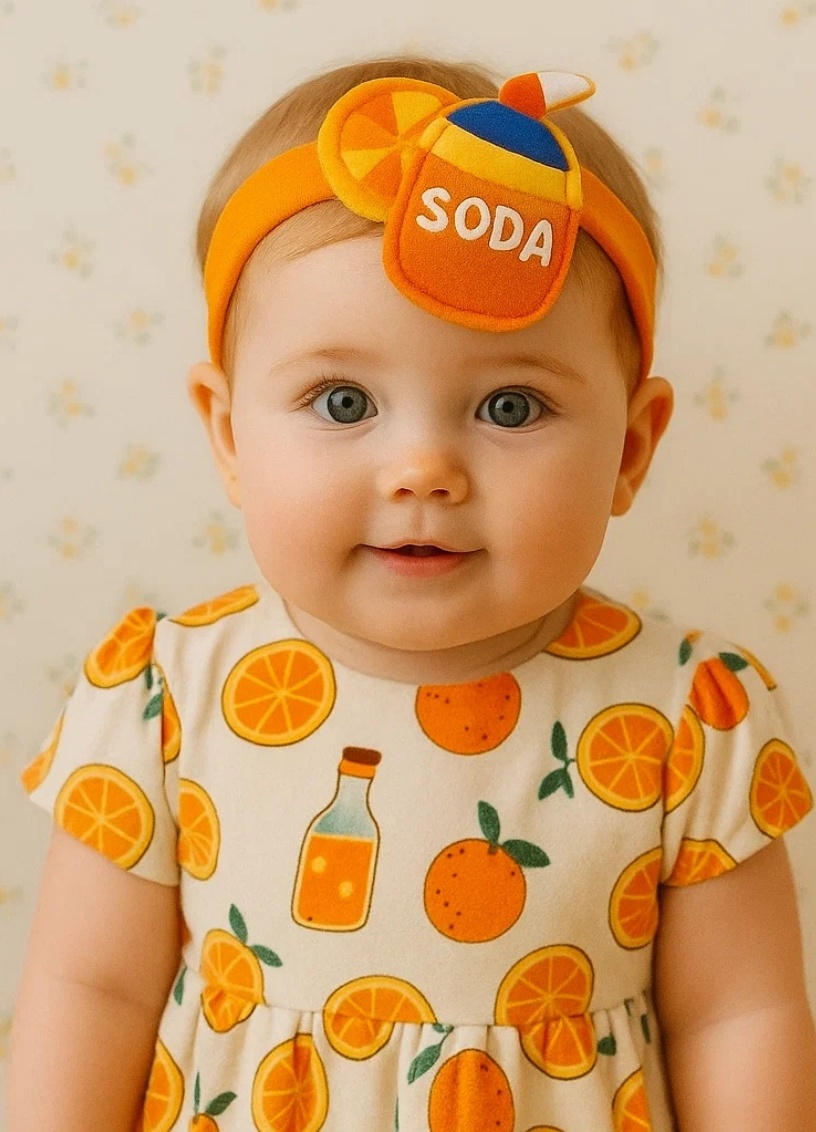 Adorable Plush Soda Flasche Baby Kopfband – Orange Design