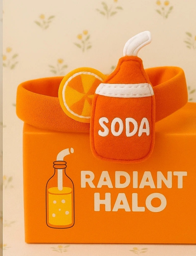 Adorable Plush Soda Flasche Baby Kopfband – Orange Design