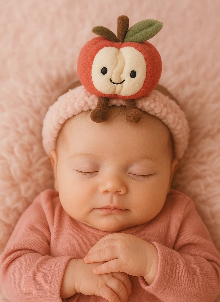 ベビー用のりんごヘッドバンド かわいいぬいぐるみ付き