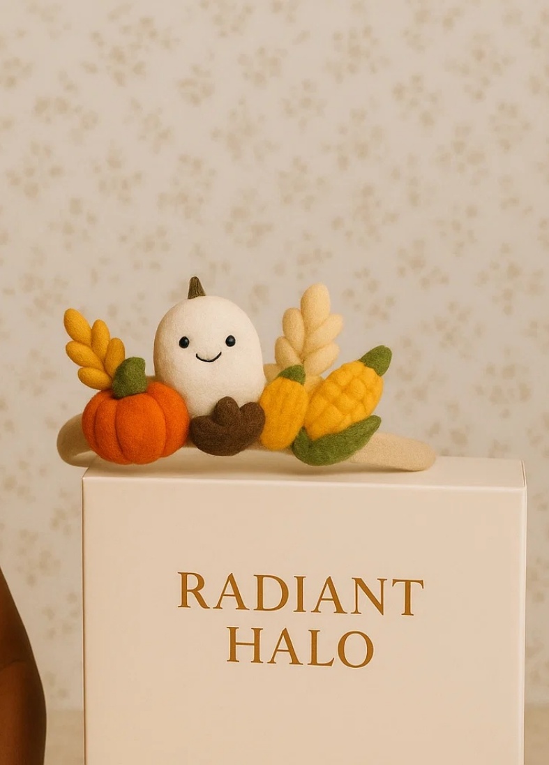 Pilgrim & Pumpkin Baby Headband – Thanksgiving Cartoon Edition