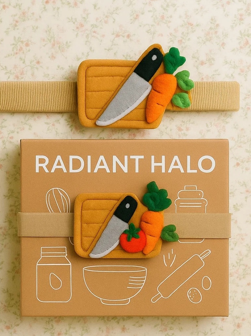 Bandeau Chef Bébé avec Banane & Champignon – Thème Unique Fruits & Légumes