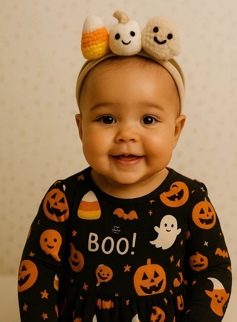 Lindo diadema de Halloween para bebé con calabaza, fantasma y estrella - Perfecto para la temporada espeluznante