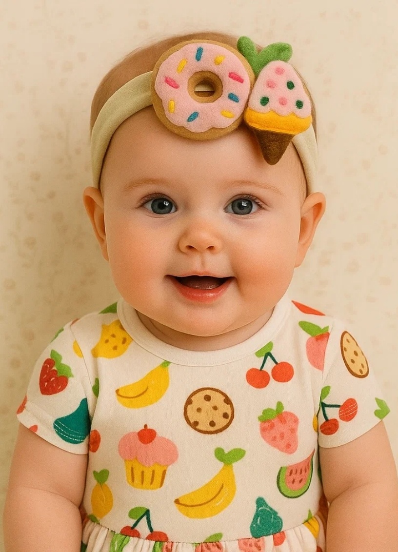 Eiscreme und Donut Baby Haarband mit Obst