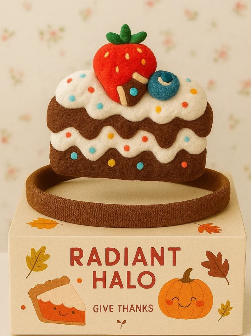 Tortenstück Baby Haarband mit Erdbeeren und bunten Dekorationen