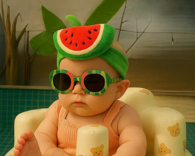 Watermelon Slice Baby Headband – Soft Plush Fruit Design for Newborns