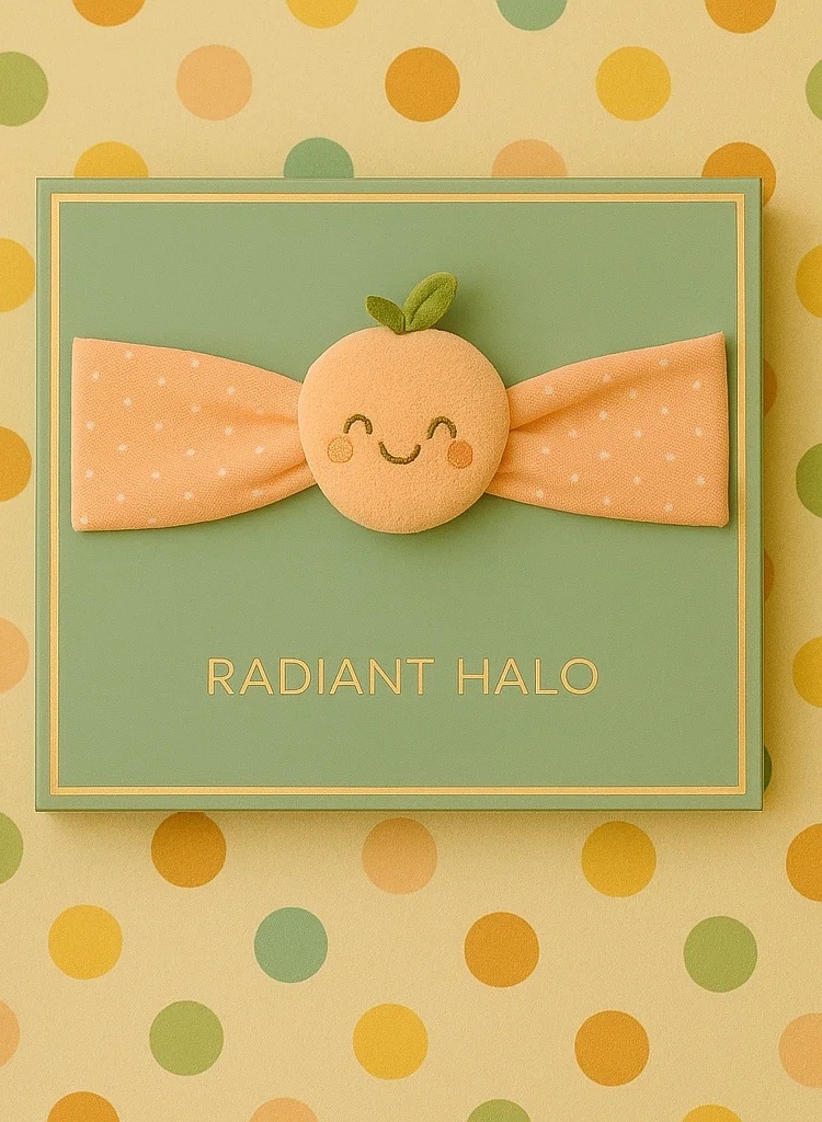 Peach Smiley Baby Headband with Leaf Detail