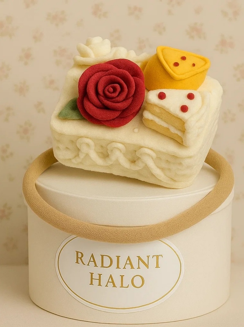 Bandeau Gâteau de Crème avec Rose – Accessoire Bébé Élégant