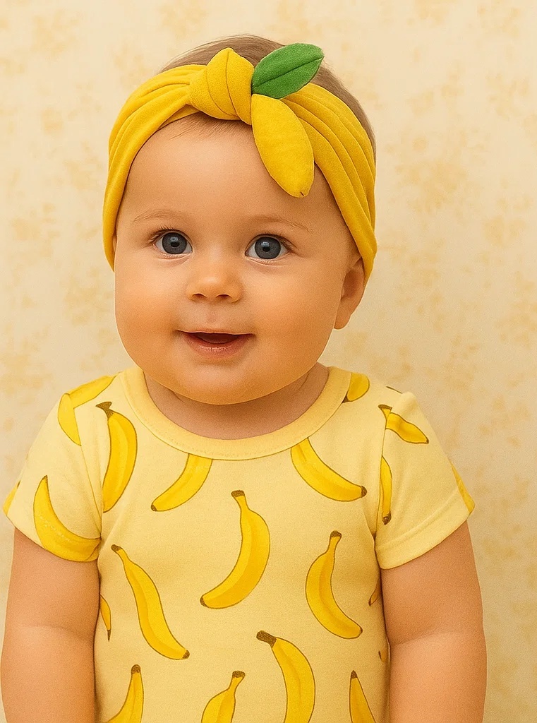 Faixa de Cabelo de Bebê com Banana de Pelúcia