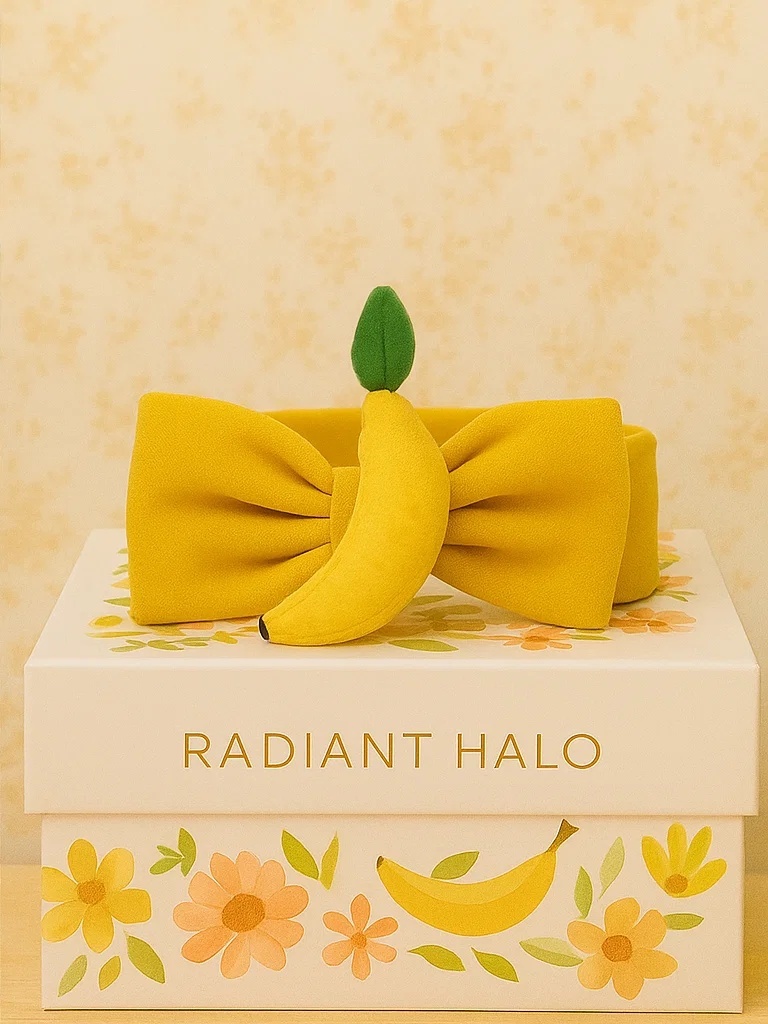 Faixa de Cabelo de Bebê com Banana de Pelúcia