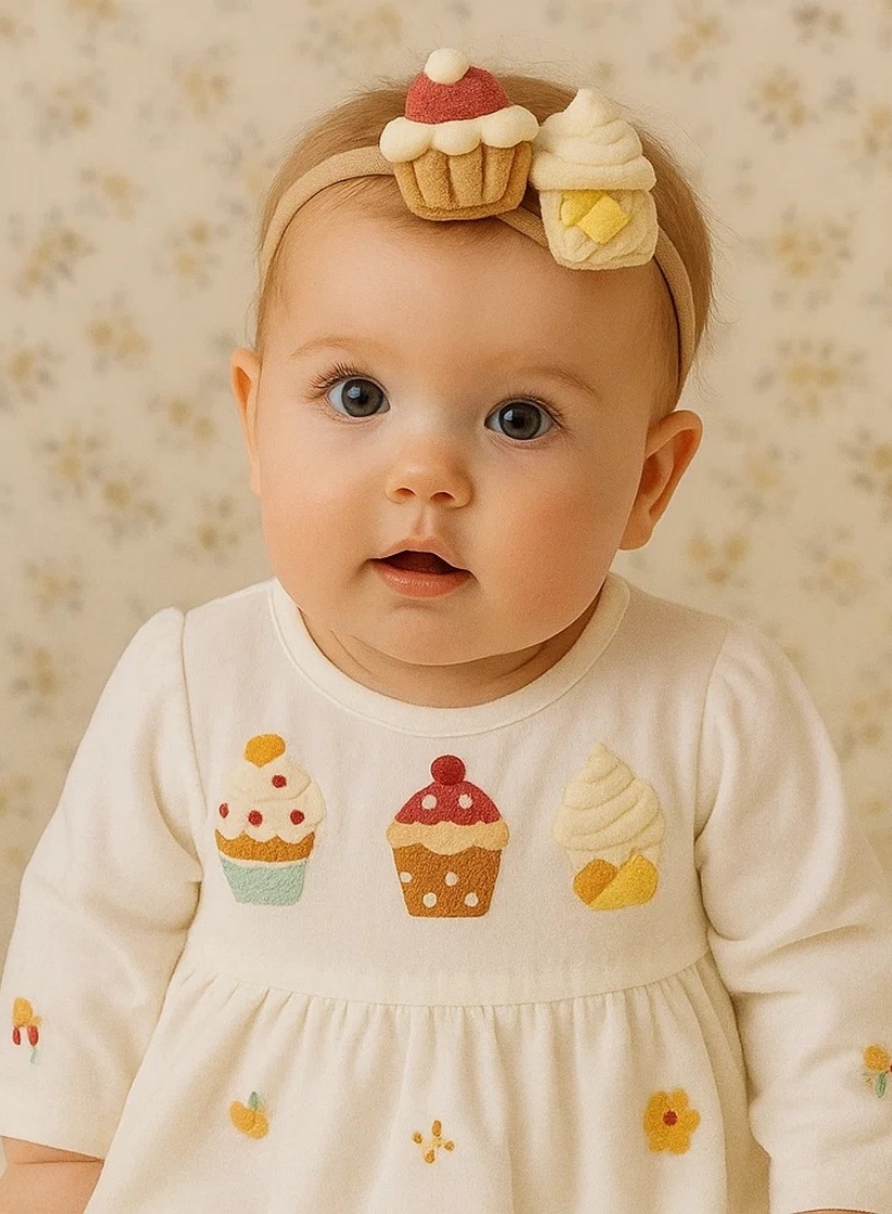 Faixa de Cabelo Infantil Cupcake de Aniversário Radiant Halo