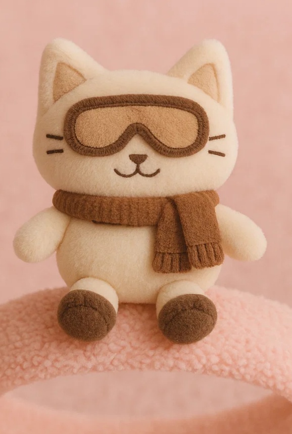 Faixa de Cabelo Bebê Gato Creme de Pelúcia – Headband de Lã Fofa para Inverno Recém-nascido