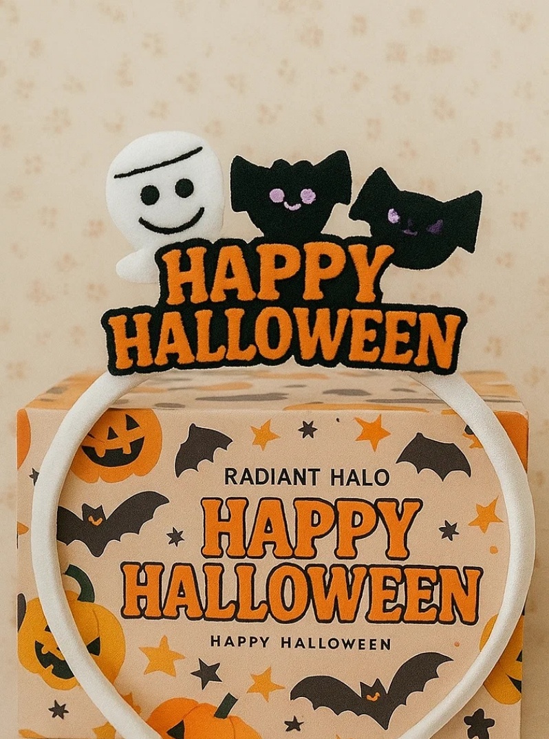 Tiara de bebê de Halloween com múmia e gatos pretos – Macia e confortável