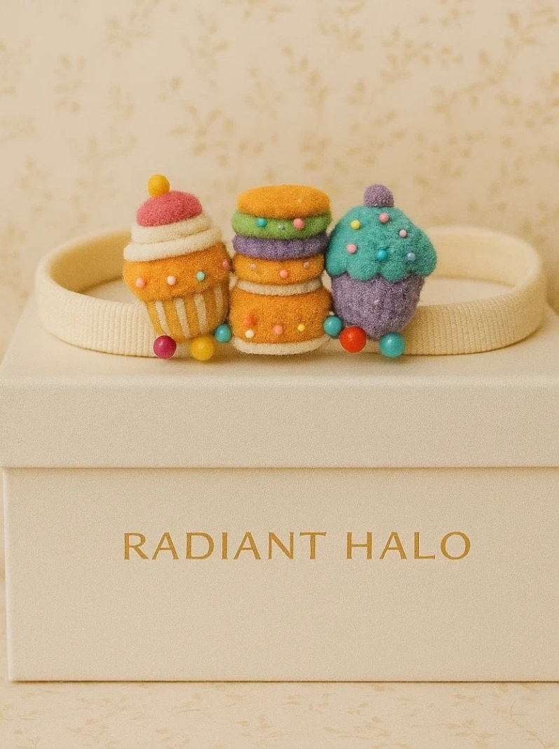 Sweet Cupcake & Macaron Plush Baby Headband