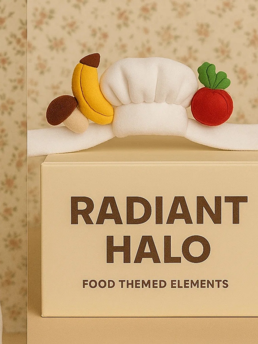 Baby Chef Headband with Banana & Mushroom – Unique Fruit & Veggie Theme