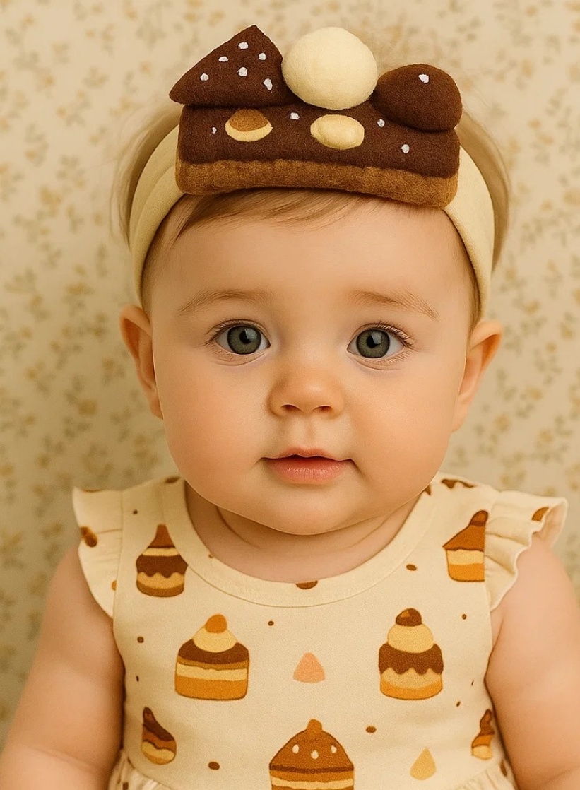 Choco Delight Plush Cake Baby Headband