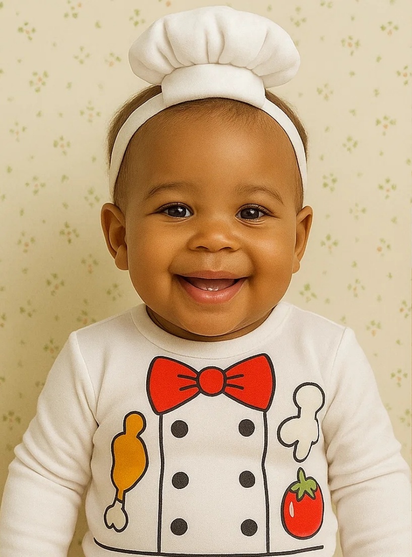 Baby Chef Headband with Carrot & Cheese – Playful Kitchen Look