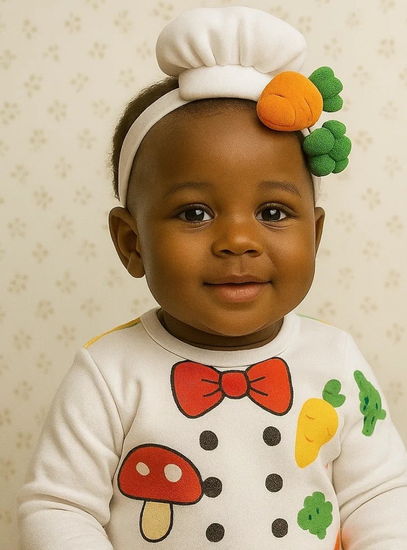 Baby Chef Headband with Apple & Pineapple – Fun Cooking Style