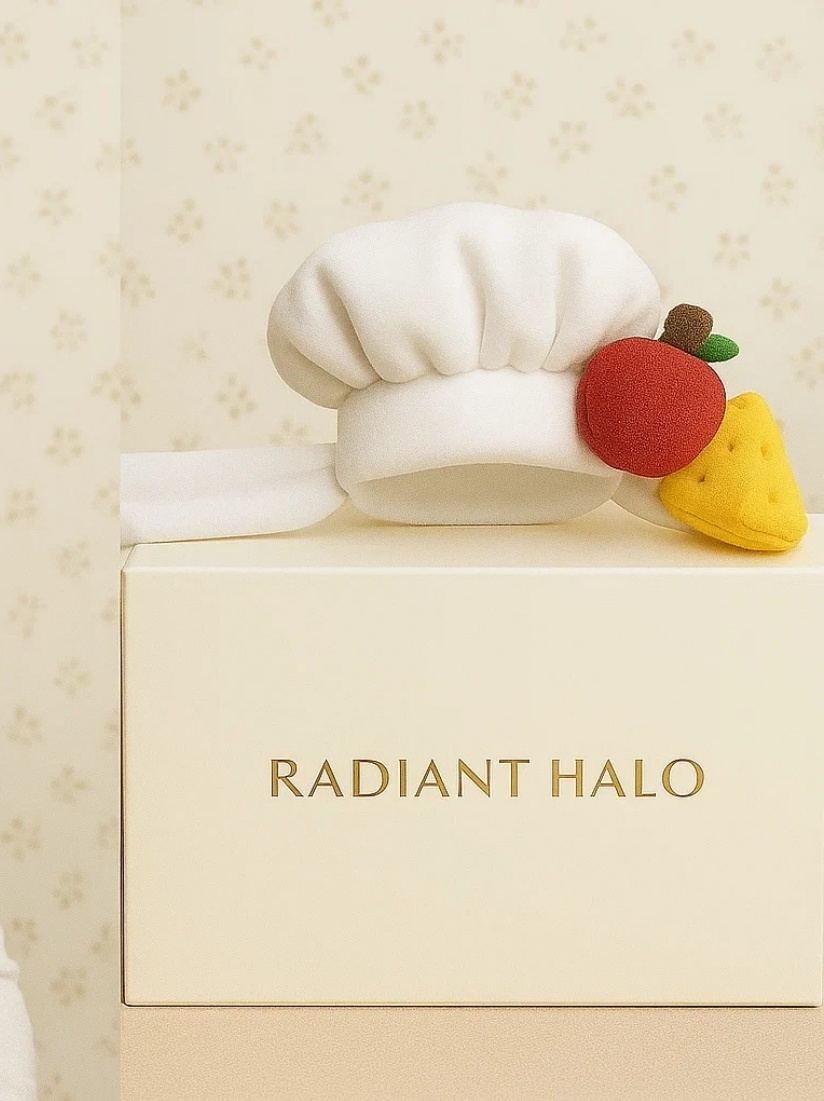 Baby Chef Headband with Carrot & Tomato – Radiant Halo Cooking Theme