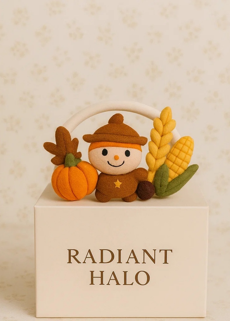 Fall Harvest Baby Headband – Turkey and Tomato Plush Combo