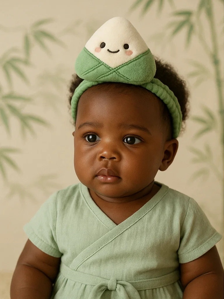 Baby Stirnband im Zongzi-Design – Weiches elastisches Haarband für Feste