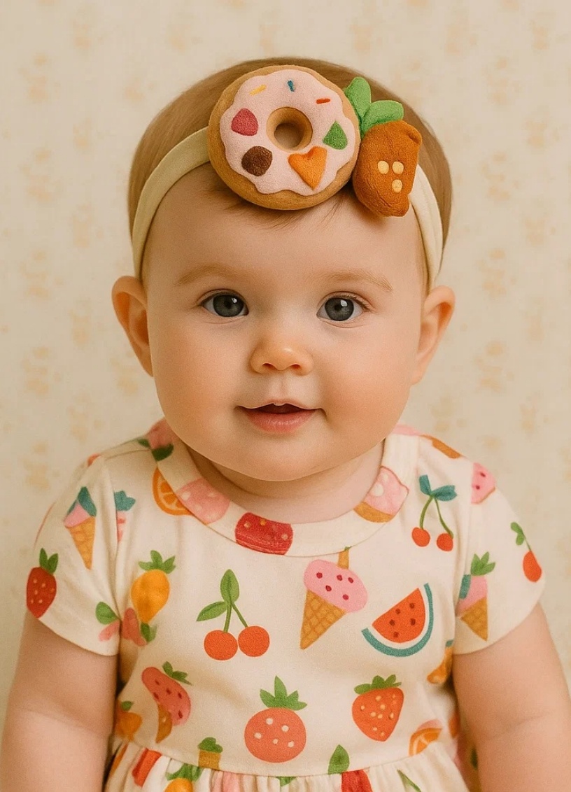 Diadema de bebé Donut con frutas de arco iris