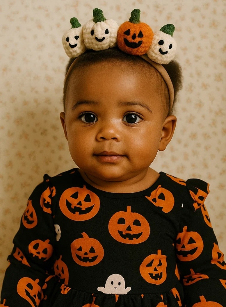 Joli bandeau Halloween pour bébé avec citrouille, fantôme et étoile - Parfait pour la saison effrayante