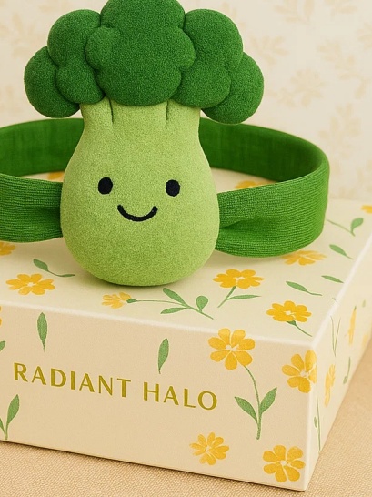 Diadema de bebé con diseño de brócoli