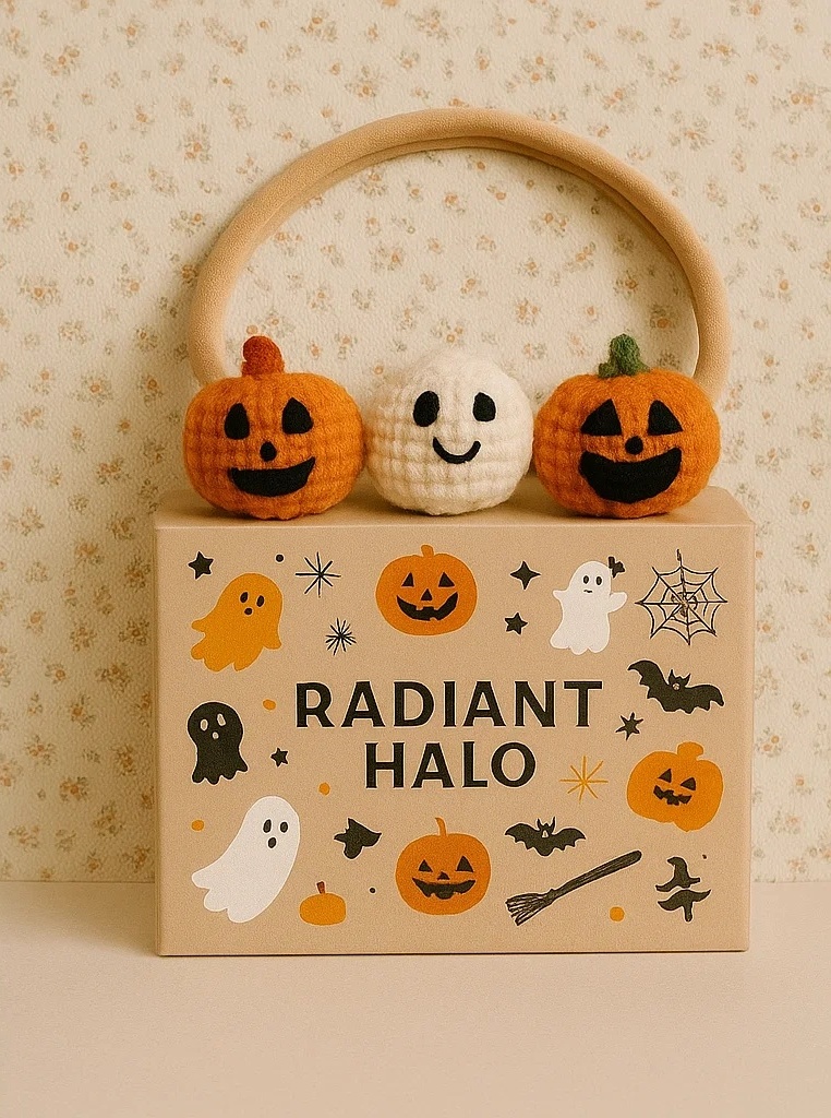 Joli bandeau Halloween pour bébé avec citrouille, fantôme et étoile - Parfait pour la saison effrayante